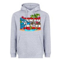 Heather Grey puerto rico and flowers with frog Heavyweight Hoodie - AdoDesignShop