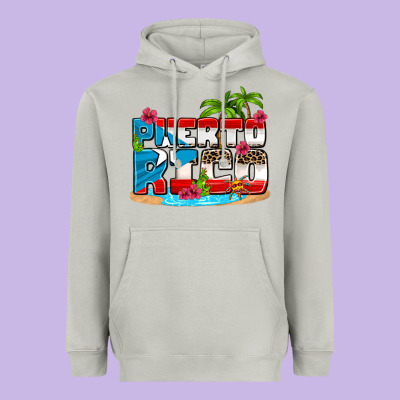 Puerto Rico And Flowers With Frog Heavyweight Hoodie Designed By Adodesignshop