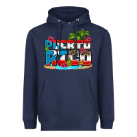 Navy puerto rico and flowers with frog Heavyweight Hoodie - AdoDesignShop