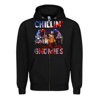 Black Chillin' with my gnomies 4th of July Zipper Hoodie - CowGirlArtShop