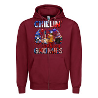 Burgundy Chillin' with my gnomies 4th of July Zipper Hoodie - CowGirlArtShop
