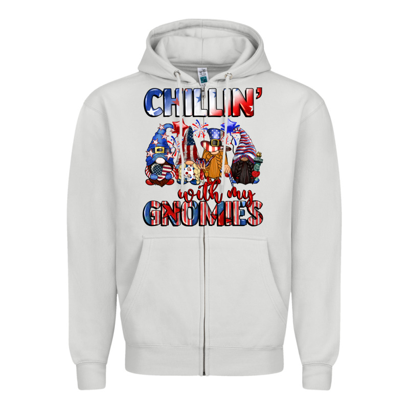 Chillin' With My Gnomies 4th Of July Zipper Hoodie by CowGirlArtShop | Teevron