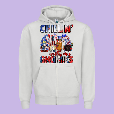 Chillin' With My Gnomies 4th Of July Zipper Hoodie Designed By Cowgirlartshop