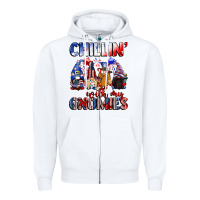 White Chillin' with my gnomies 4th of July Zipper Hoodie - CowGirlArtShop