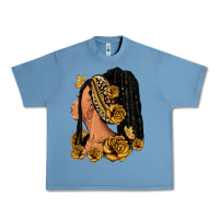 Pebble Blue Gold roses afro woman Urban Heavy Tee - RanaPortraitStore