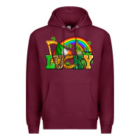 Burgundy lucky with st patricks elements Premium Hoodie - AdoDesignShop