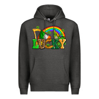 Charcoal Heather lucky with st patricks elements Premium Hoodie - AdoDesignShop