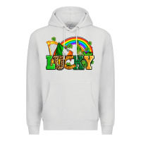 Dove Grey lucky with st patricks elements Premium Hoodie - AdoDesignShop