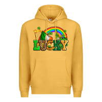 Mustard lucky with st patricks elements Premium Hoodie - AdoDesignShop