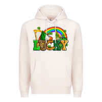Pale Pink lucky with st patricks elements Premium Hoodie - AdoDesignShop