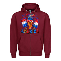 Burgundy 4th of July America ice creams Zipper Hoodie - Neo Western