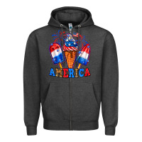 Charcoal Heather 4th of July America ice creams Zipper Hoodie - Neo Western