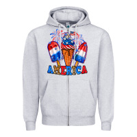 Heather Grey 4th of July America ice creams Zipper Hoodie - Neo Western