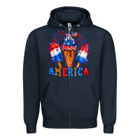 Navy 4th of July America ice creams Zipper Hoodie - Neo Western