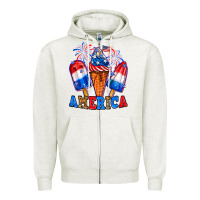 Oatmeal Heather 4th of July America ice creams Zipper Hoodie - Neo Western