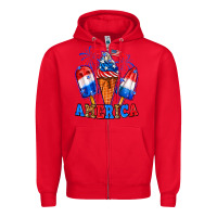 Red 4th of July America ice creams Zipper Hoodie - Neo Western