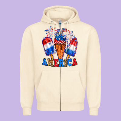 4th Of July America Ice Creams Zipper Hoodie Designed By Neo Western