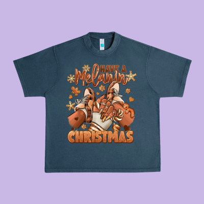 Have A Melanin Christmas Black Girl Sneakers Urban Heavy Tee Designed By Ranaportraitstore