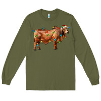 Army Green brahman bull with christmas lights Long Sleeve Tee - RanaPortraitStore