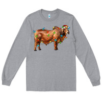 Heather Grey brahman bull with christmas lights Long Sleeve Tee - RanaPortraitStore