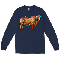 Navy brahman bull with christmas lights Long Sleeve Tee - RanaPortraitStore