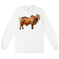 White brahman bull with christmas lights Long Sleeve Tee - RanaPortraitStore