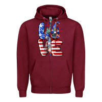 Burgundy Love 4th of July with gnomes 4th of july Zipper Hoodie - CowGirlArtShop