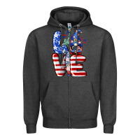 Charcoal Heather Love 4th of July with gnomes 4th of july Zipper Hoodie - CowGirlArtShop