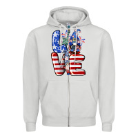Dove Grey Love 4th of July with gnomes 4th of july Zipper Hoodie - CowGirlArtShop