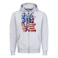 Heather Grey Love 4th of July with gnomes 4th of july Zipper Hoodie - CowGirlArtShop