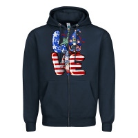 Navy Love 4th of July with gnomes 4th of july Zipper Hoodie - CowGirlArtShop