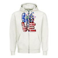 Oatmeal Heather Love 4th of July with gnomes 4th of july Zipper Hoodie - CowGirlArtShop