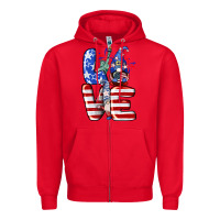 Red Love 4th of July with gnomes 4th of july Zipper Hoodie - CowGirlArtShop