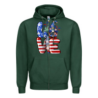 Sports Green Love 4th of July with gnomes 4th of july Zipper Hoodie - CowGirlArtShop