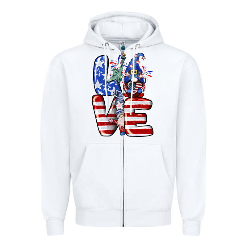 Love 4th Of July With Gnomes 4th Of July Zipper Hoodie by CowGirlArtShop | Teevron