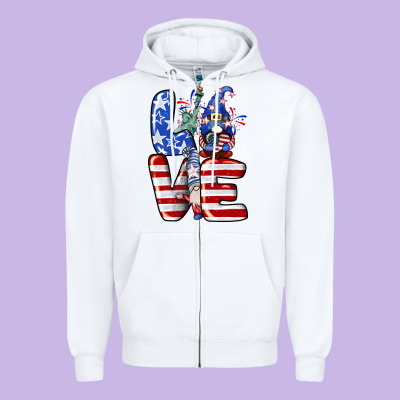 Love 4th Of July With Gnomes 4th Of July Zipper Hoodie Designed By Cowgirlartshop