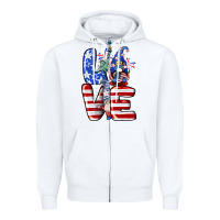 White Love 4th of July with gnomes 4th of july Zipper Hoodie - CowGirlArtShop