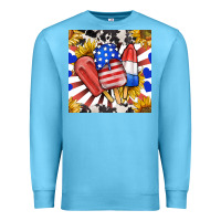 Ocean Blue patriotic popsicles and sunflowers Premium Sweatshirt - BundleAndBundleShop