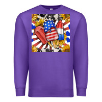 Purple patriotic popsicles and sunflowers Premium Sweatshirt - BundleAndBundleShop