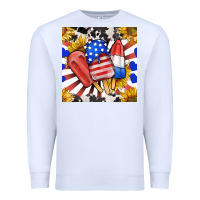 White patriotic popsicles and sunflowers Premium Sweatshirt - BundleAndBundleShop