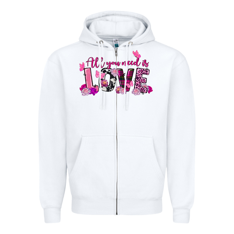 All You Need Is Love Valentine's Day Zipper Hoodie by FaDigitalArtStudio | Teevron