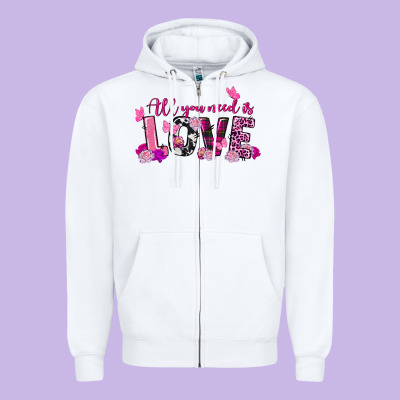 All You Need Is Love Valentine's Day Zipper Hoodie Designed By Fadigitalartstudio
