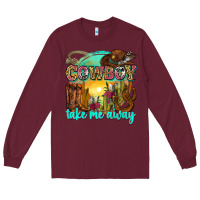 Burgundy cowboy take me away Long Sleeve Tee - Zillion Design Studio