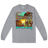 Heather Grey cowboy take me away Long Sleeve Tee - Zillion Design Studio