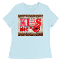 Baby Blue valentine's day kiss me Ladies Tee - BarkalooDesign