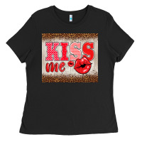 Black valentine's day kiss me Ladies Tee - BarkalooDesign