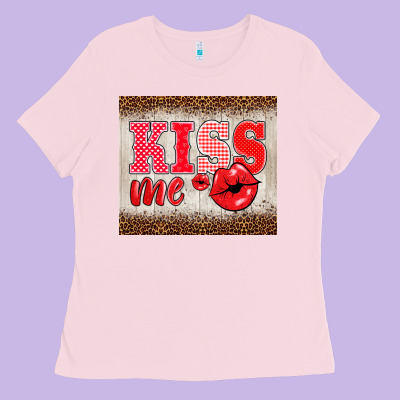 Valentine's Day Kiss Me Ladies Tee Designed By Barkaloodesign