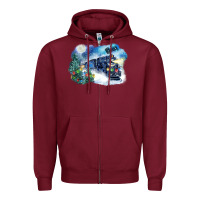Burgundy polar express winter Zipper Hoodie - FaDigitalArtStudio