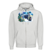 Dove Grey polar express winter Zipper Hoodie - FaDigitalArtStudio