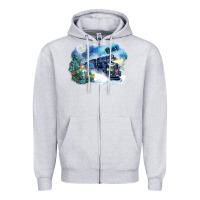 Heather Grey polar express winter Zipper Hoodie - FaDigitalArtStudio